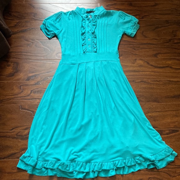 🆕 Beautiful blue green coloured dress in size EUR 5 - Picture 4 of 8